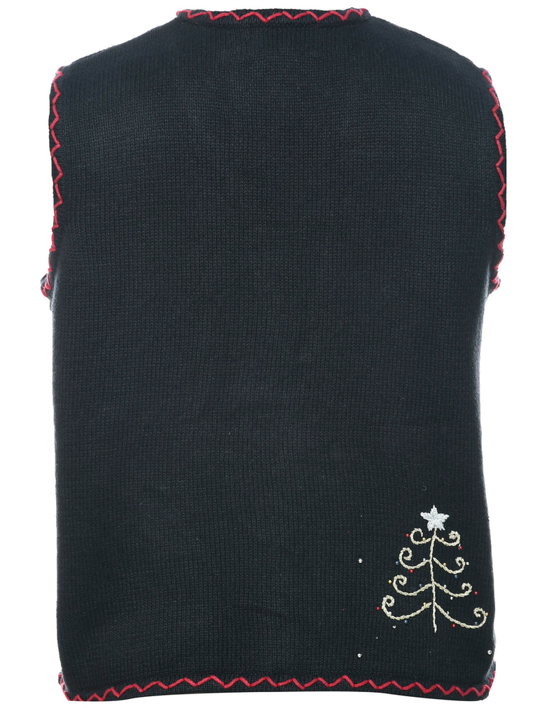 Festive Print Christmas Vest - L