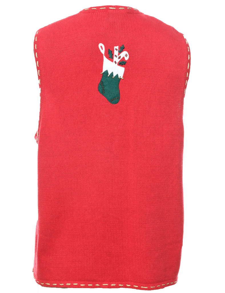 Festive Print Christmas Vest - L