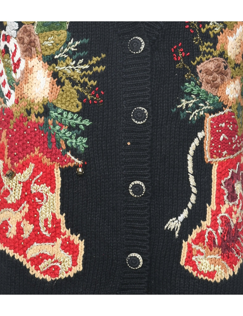 Festive Print Christmas Vest - L