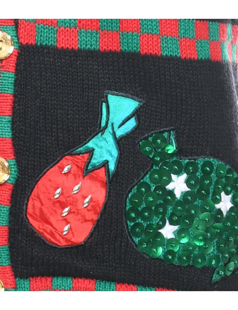 Festive Print Christmas Vest - L