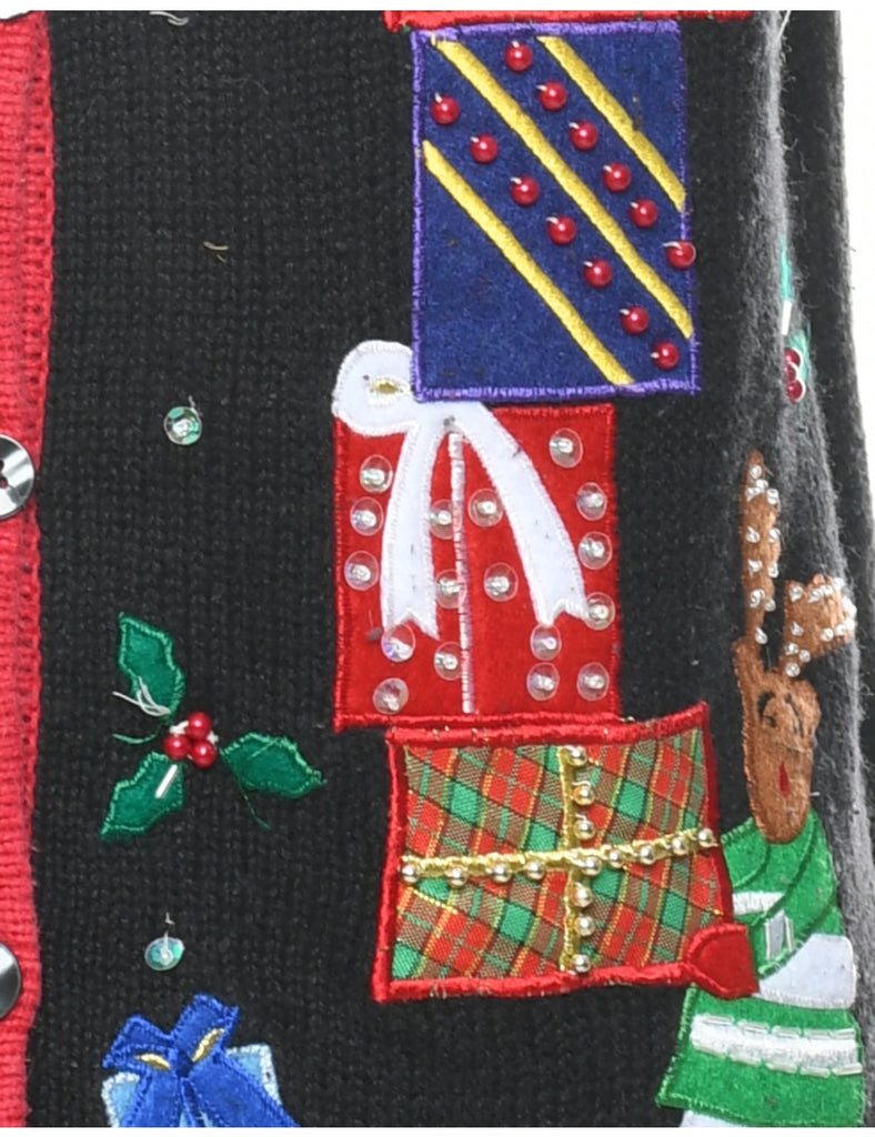 Festive Print Christmas Vest - S