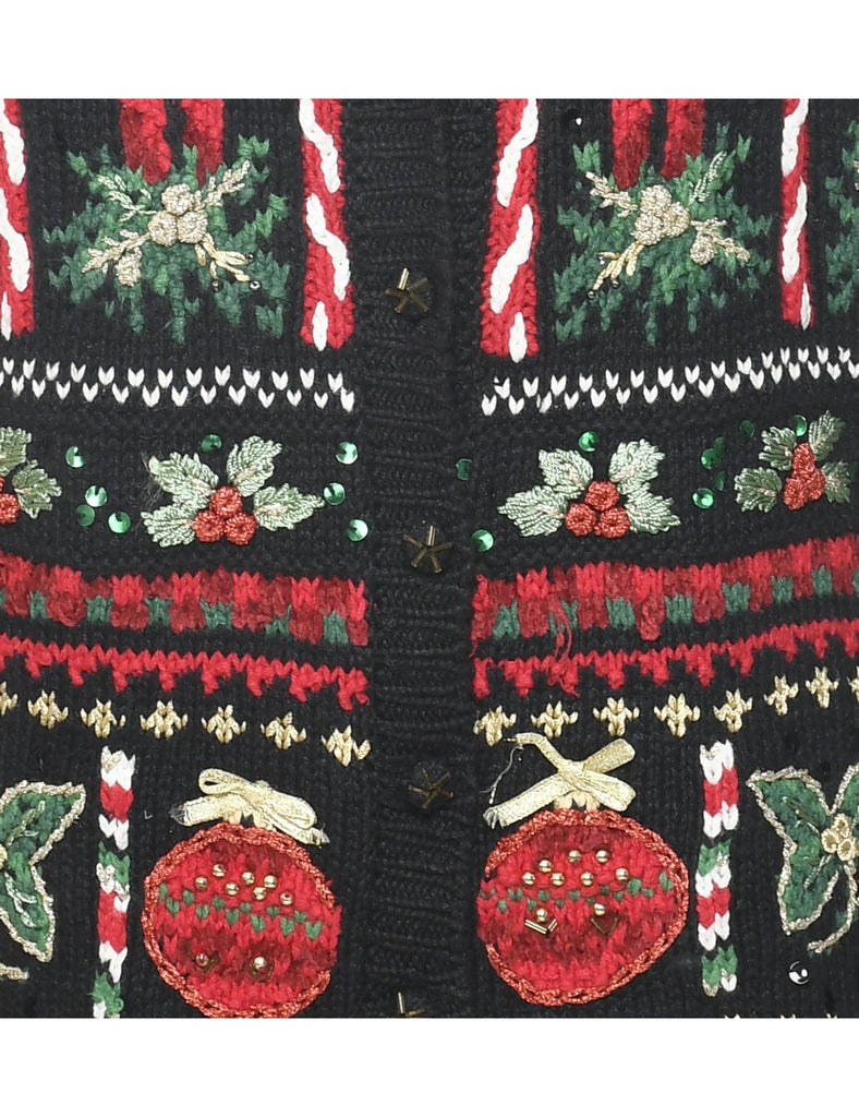 Festive Print Christmas Vest - L