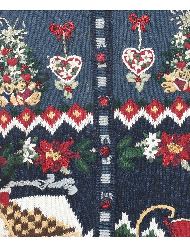 Festive Print Christmas Vest - L