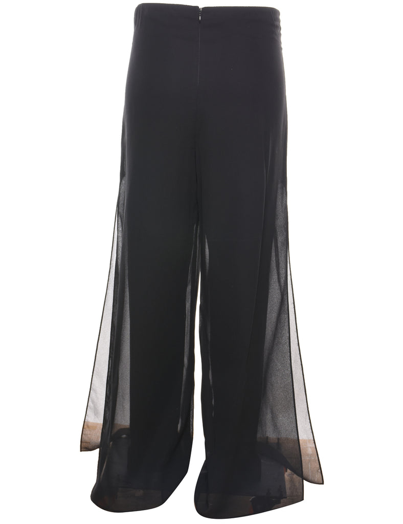 Flared-Leg Black 1990s Sheer Trousers - W31 L31