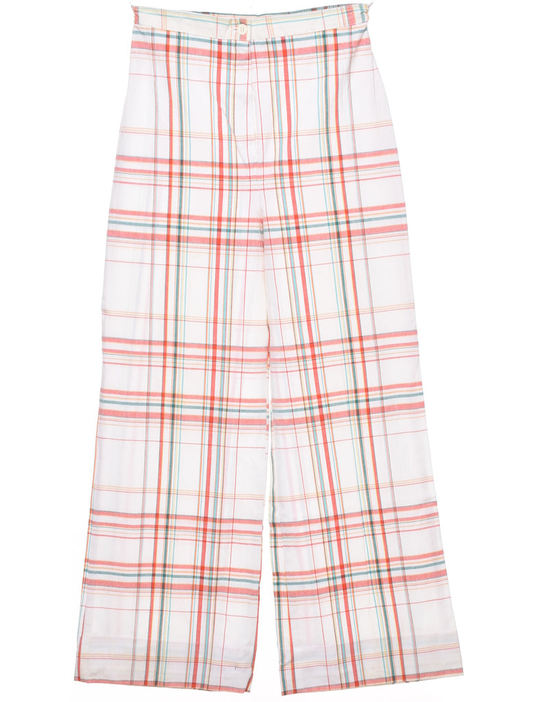 Flared Leg Checked Pattern Trousers - W26 L27