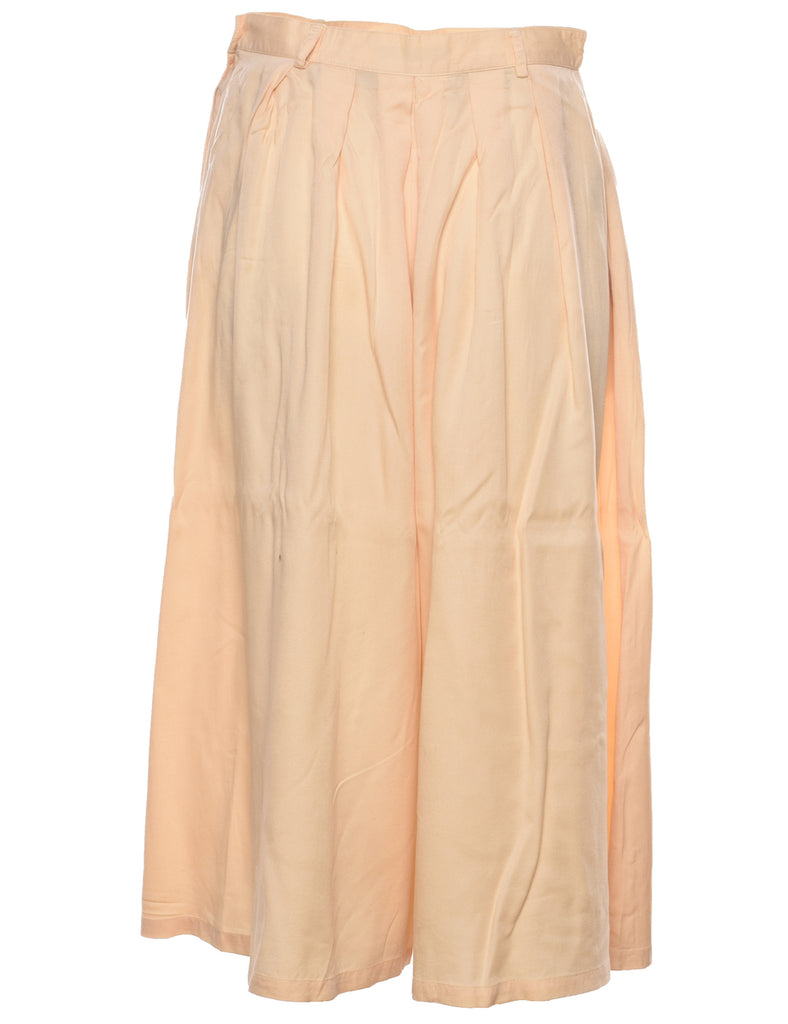 Flared Leg Pale Yellow Wide Leg Pleated Trousers - W29 L20