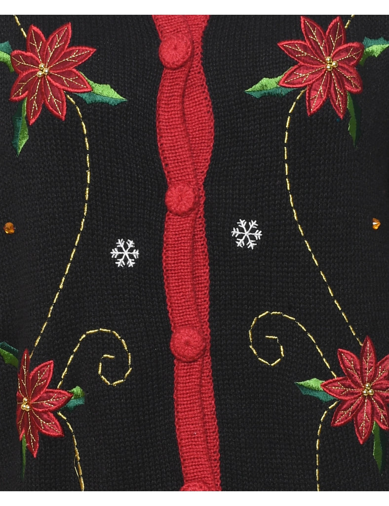 Floral Christmas Cardigan - L