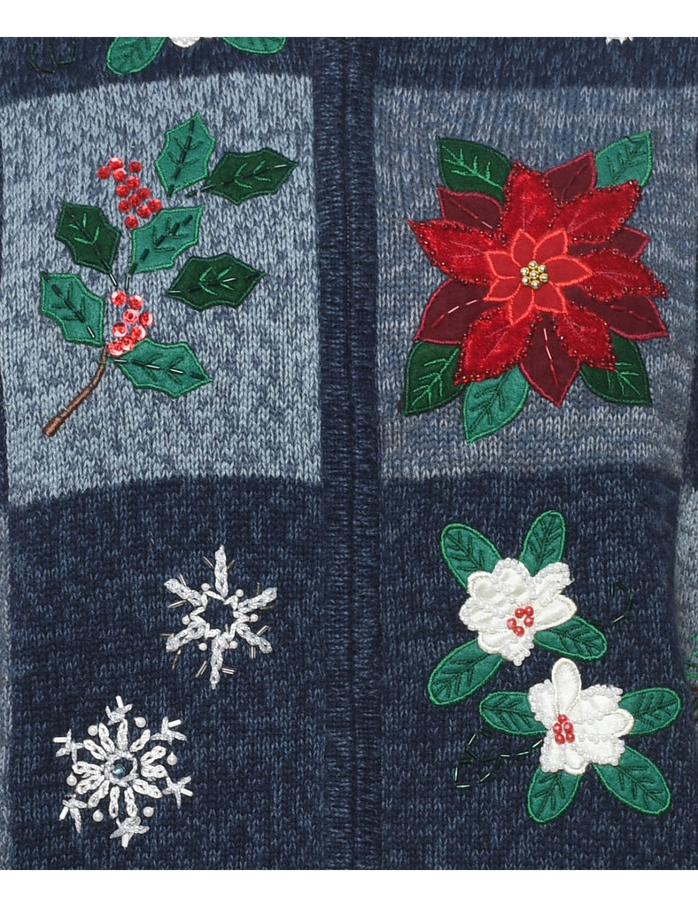 Floral Christmas Cardigan - M