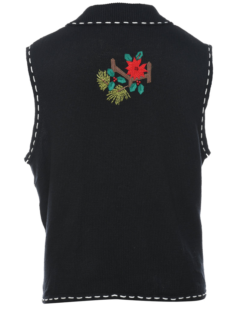 Floral Christmas Sweater Vest - XL