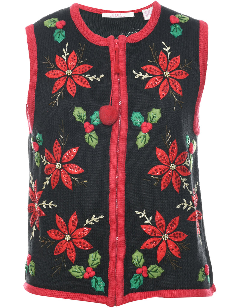 Floral Christmas Vest - M