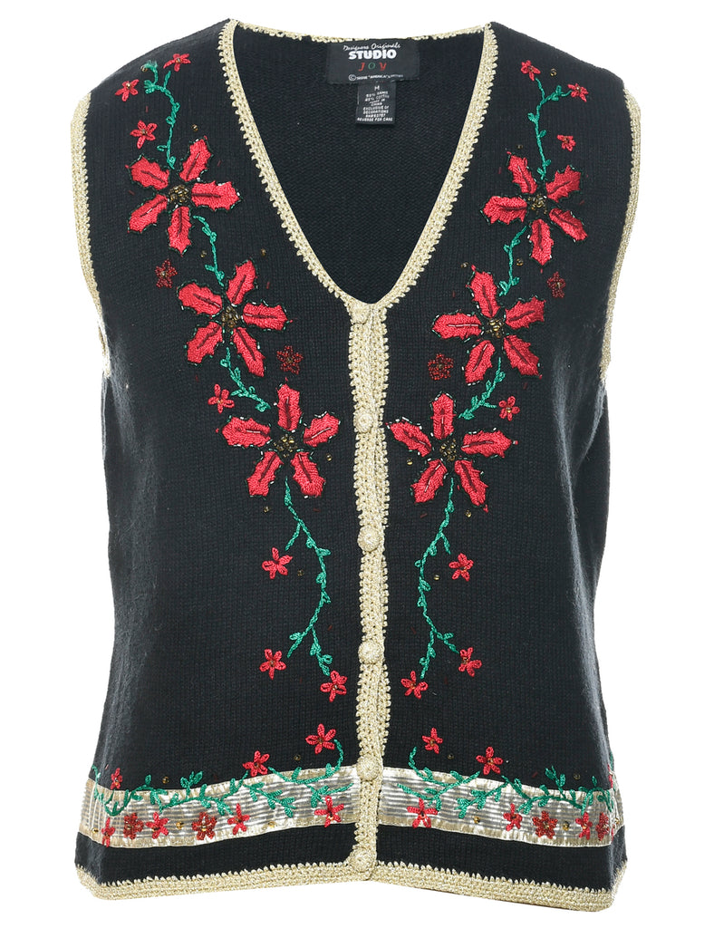 Floral Christmas Vest - M