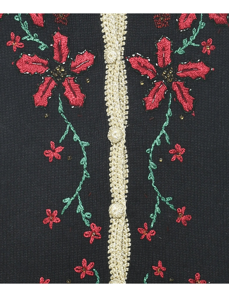 Floral Christmas Vest - M