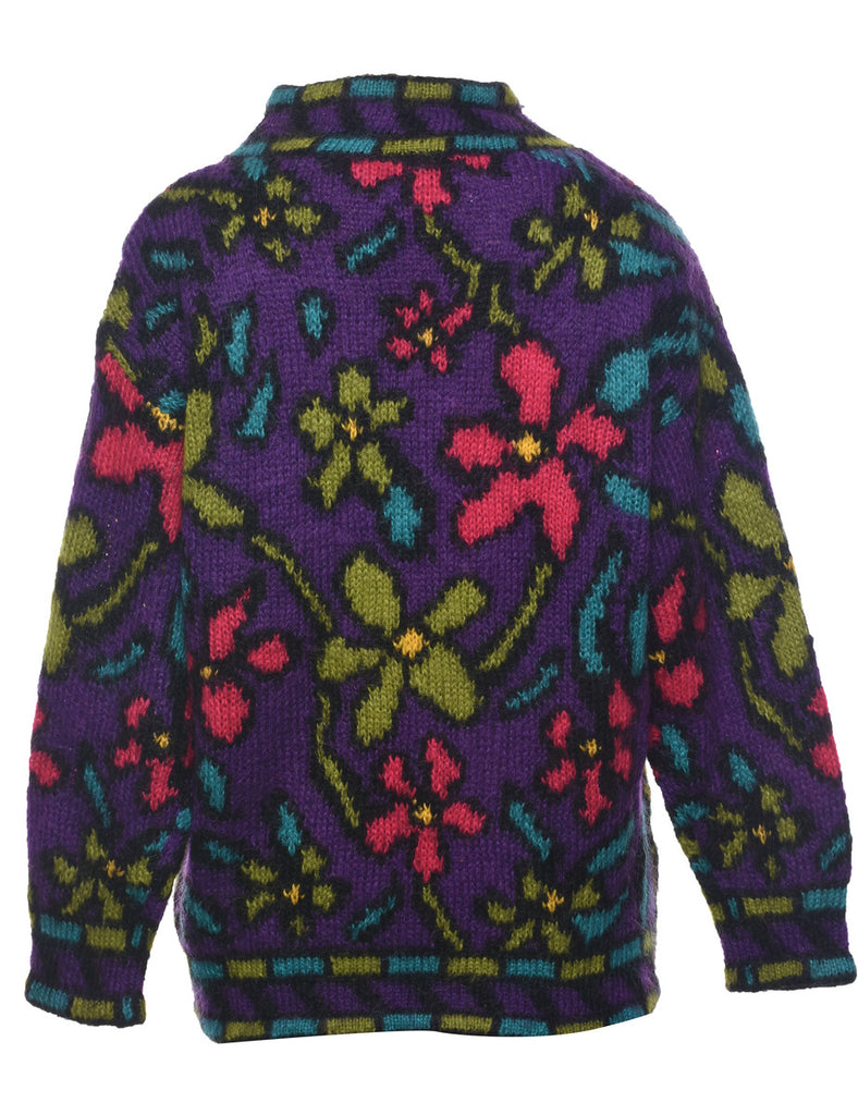 Floral Knit Jumper - L