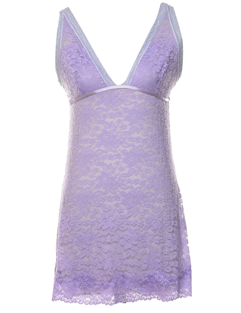 Floral Lace Lilac Backless Babydoll - S