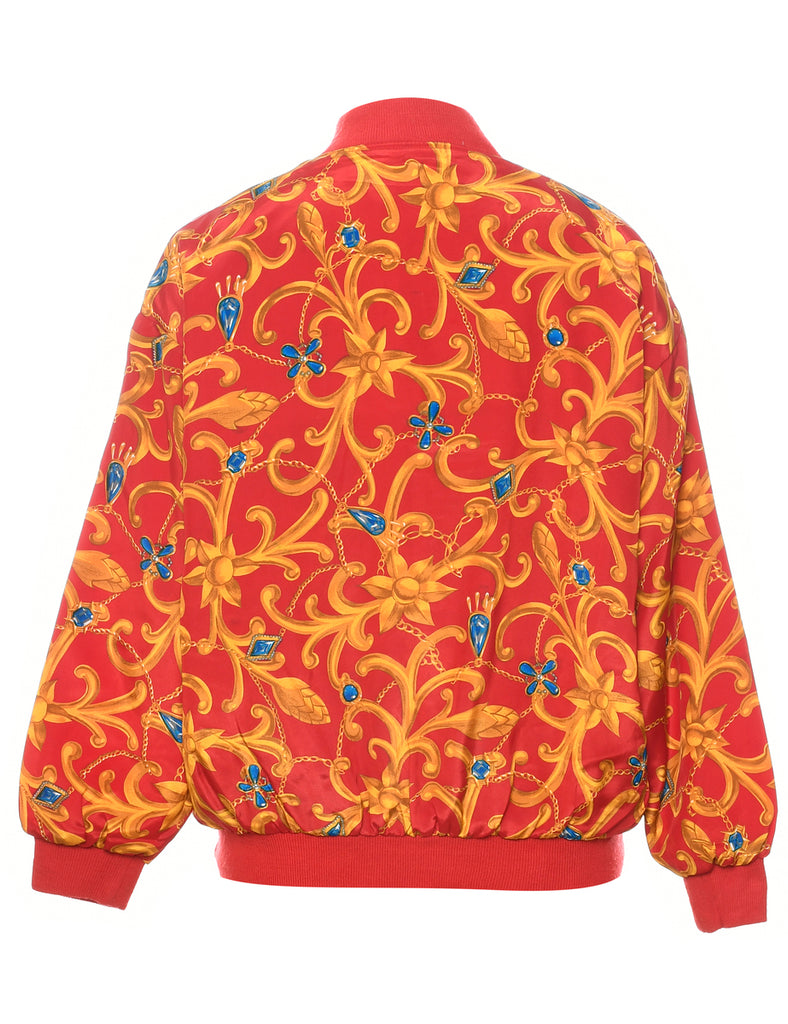 Floral Pattern Bomber Jacket - XL