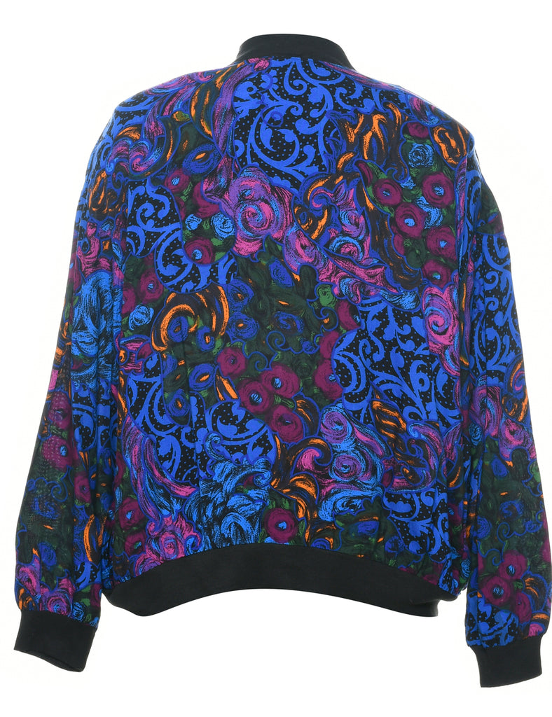 Floral Pattern Bomber Jacket - M