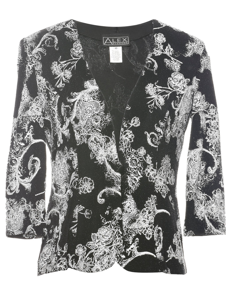 Floral Pattern Evening Jacket - M