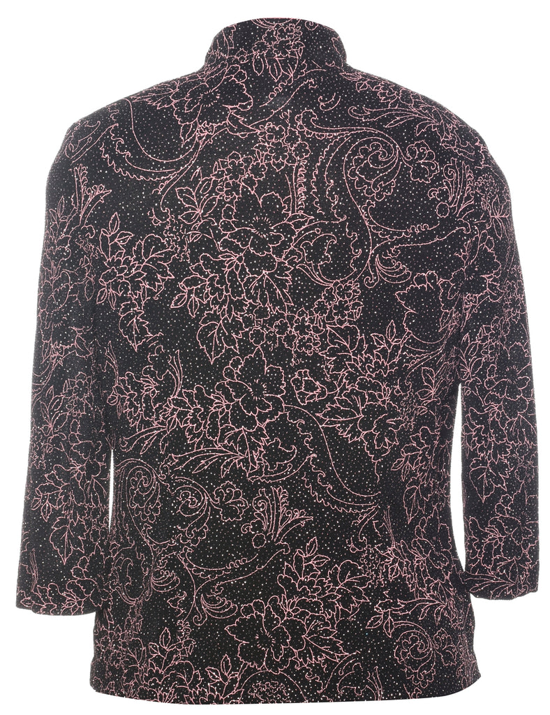 Floral Pattern Evening Jacket - M