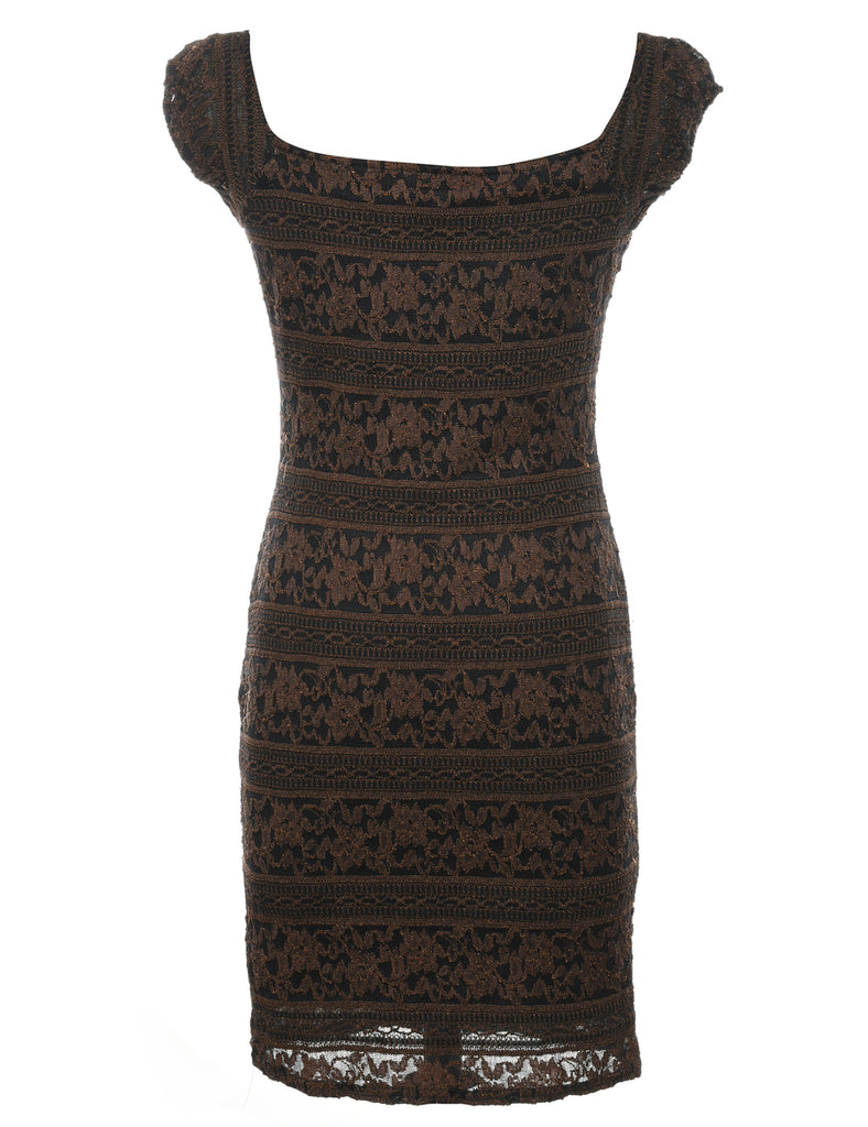 Floral Pattern Lace Bodycon Dress - S