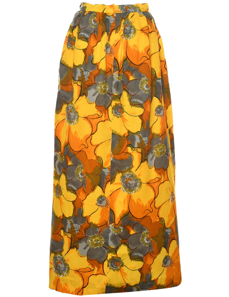 Floral Pattern Maxi Skirt - M