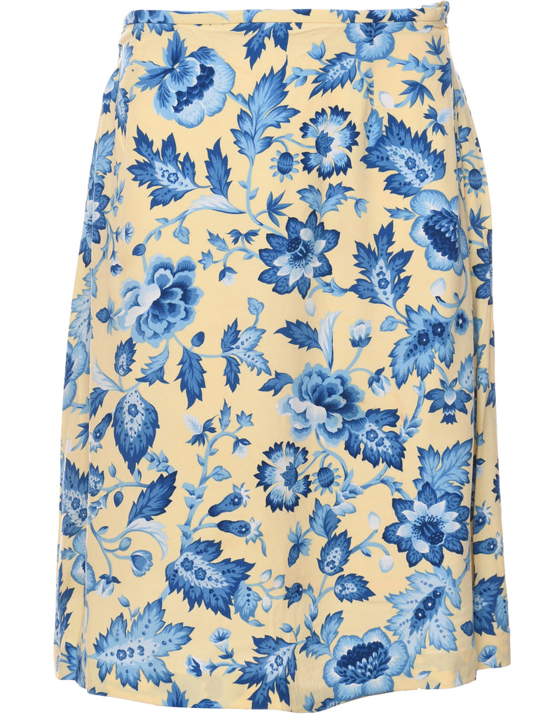 Floral Pattern Midi Skirt - M