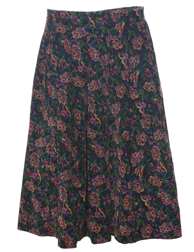 Floral Pattern Midi Skirt - M