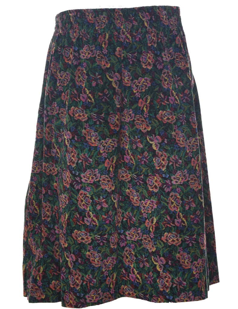 Floral Pattern Midi Skirt - M