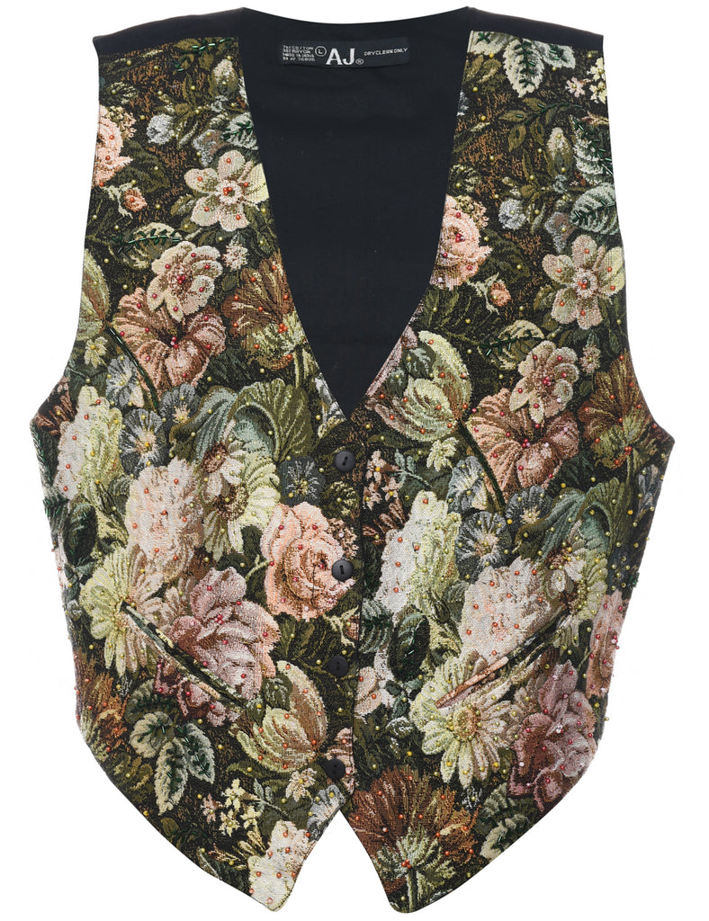 Floral Pattern Multi-Colour Tapestry Waistcoat - L