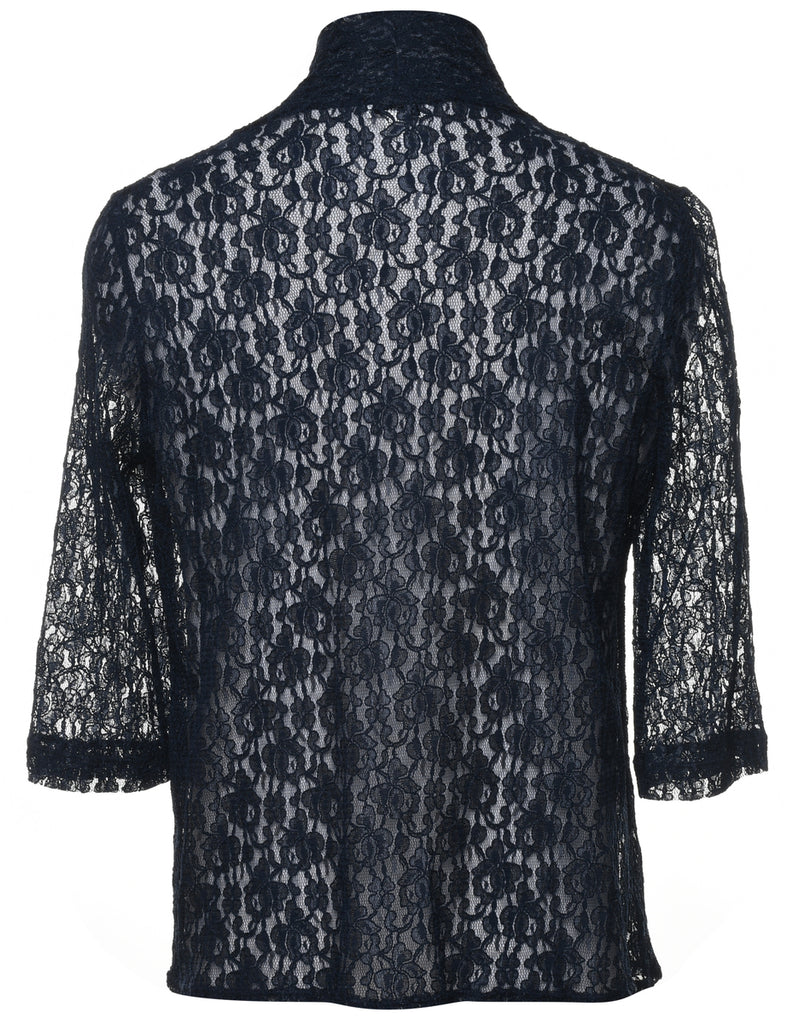 Floral Pattern Navy Lace Jacket - S