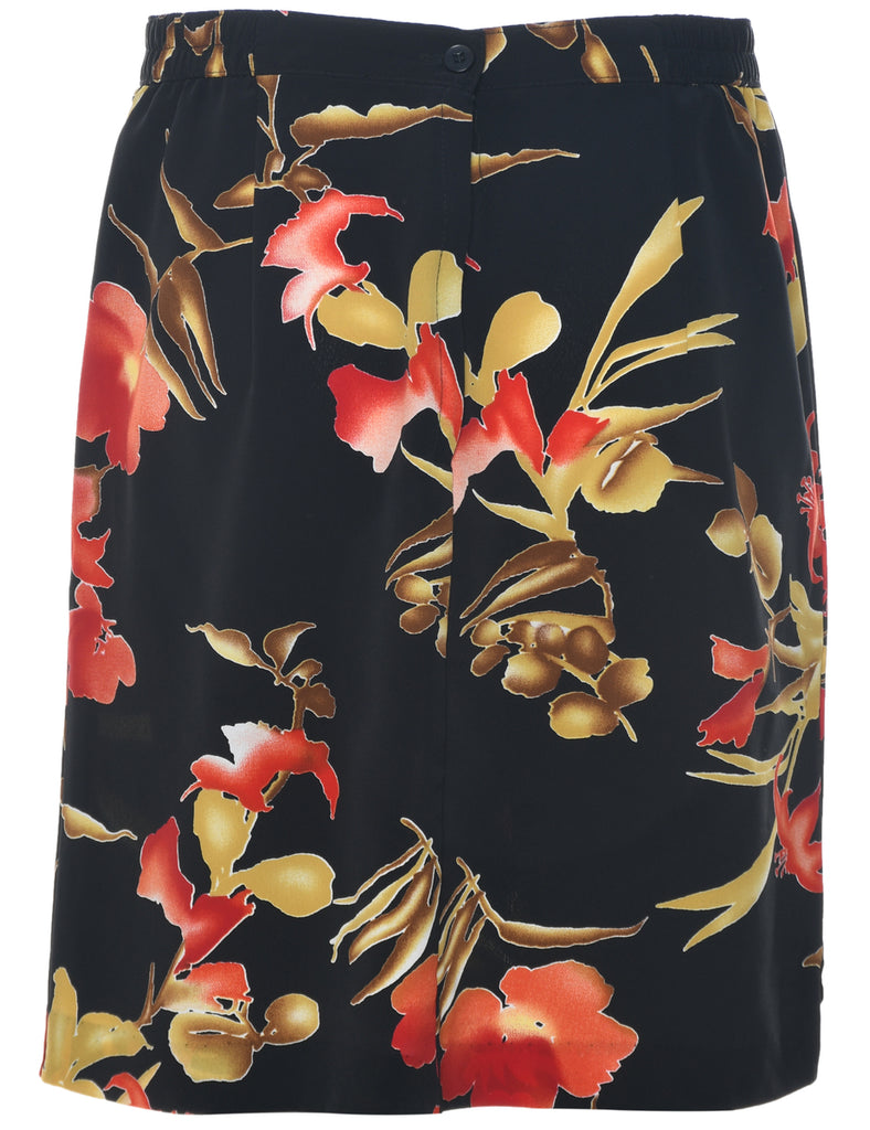 Floral Pattern Pencil Skirt - M