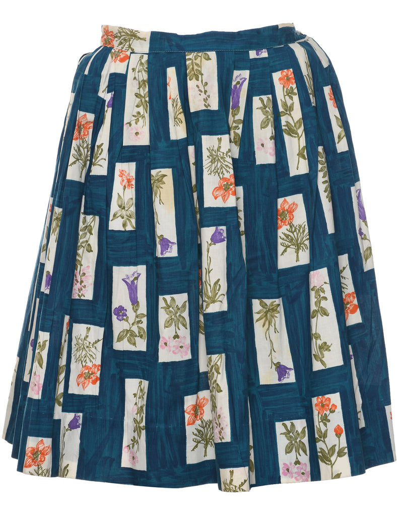 Floral Pattern Pleated Skirt - S