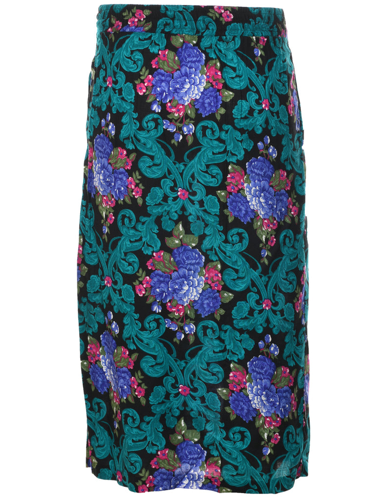 Floral Pattern Pleated Skirt - XS