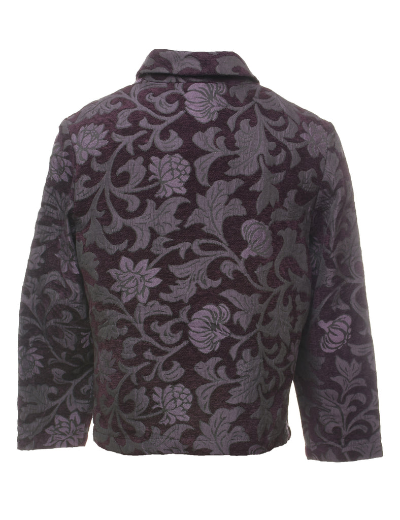 Floral Pattern Plum Sparkly Tapestry Jacket  - M