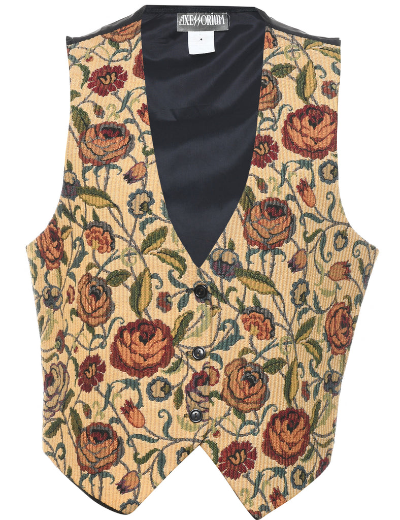 Floral Pattern Tapestry Waistcoat - M