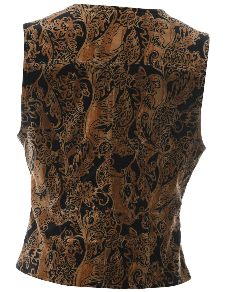 Floral Pattern Velvet Waistcoat - M