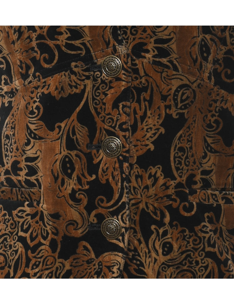 Floral Pattern Velvet Waistcoat - M