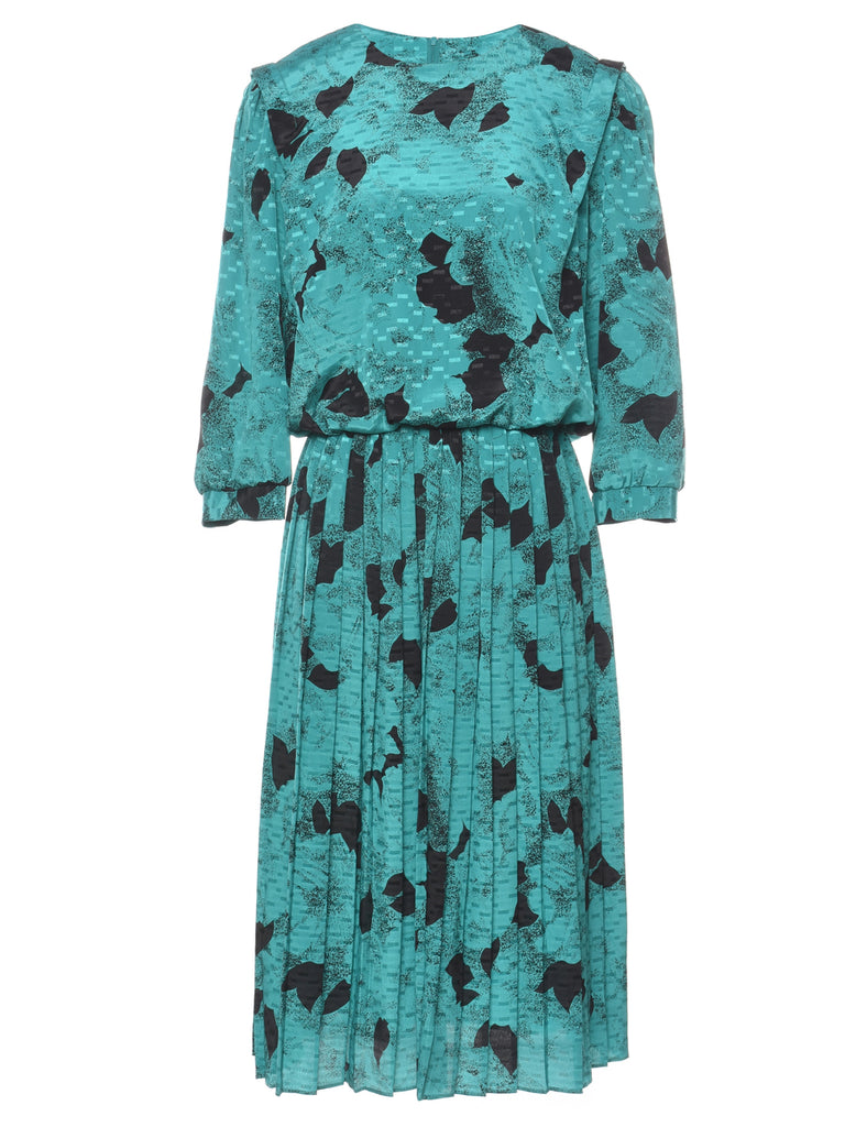 Floral Print Blouson Dress - M