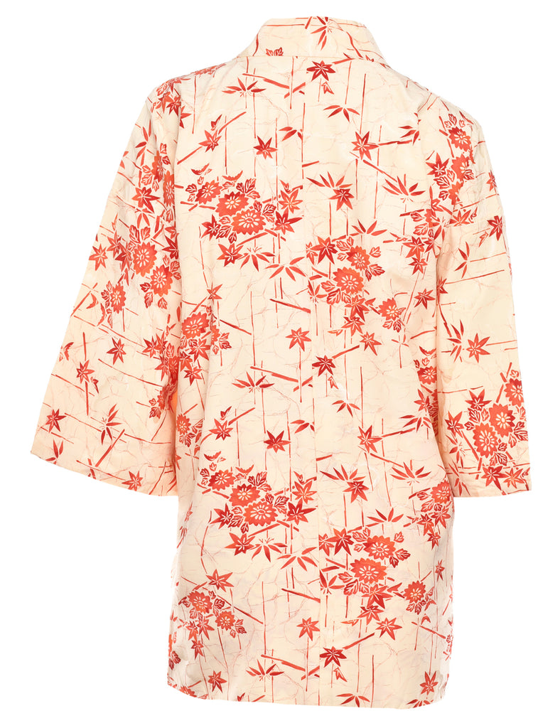 Floral Print Cropped Kimono - M