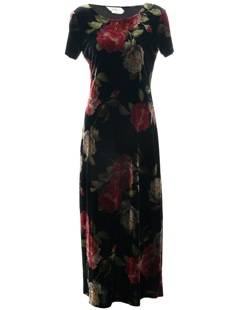 Floral Print Evening Dress - M