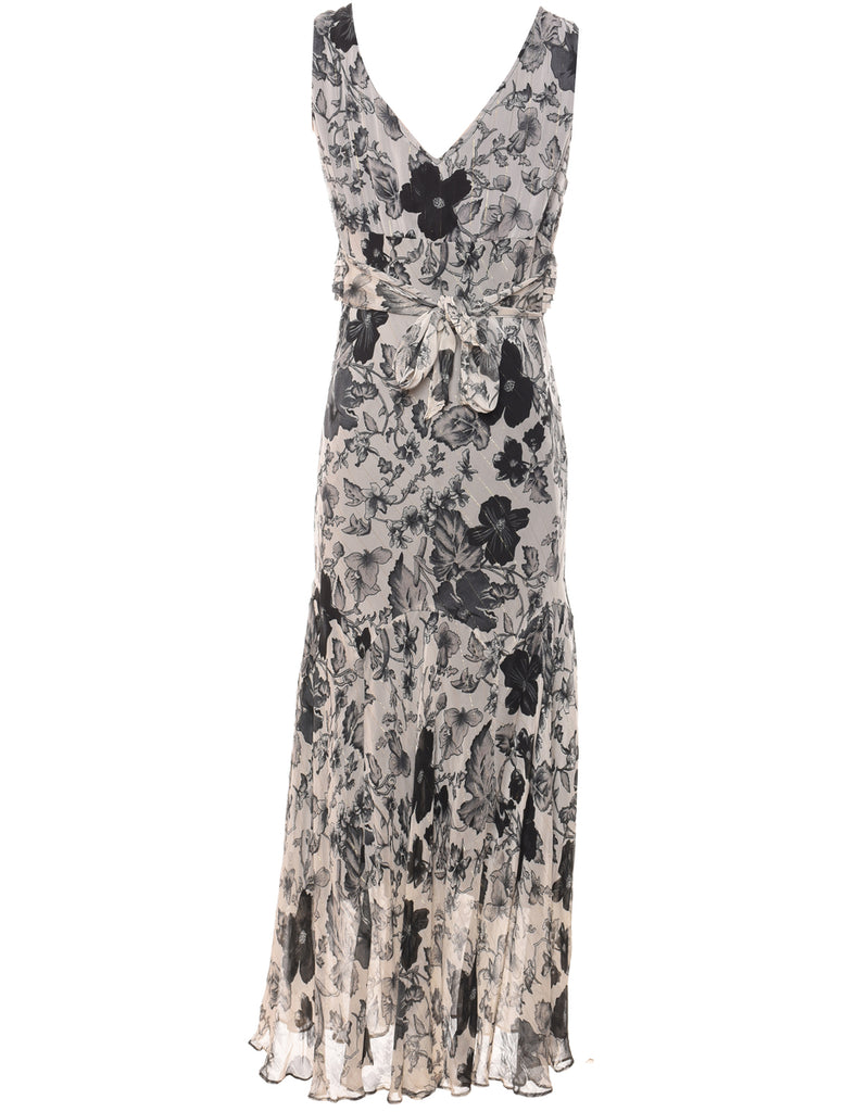 Floral Print Evening Dress - L