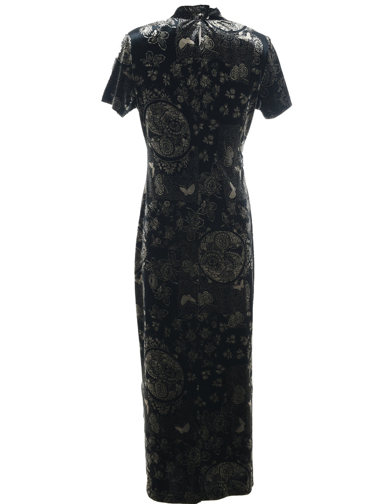 Floral Print Evening Dress - L