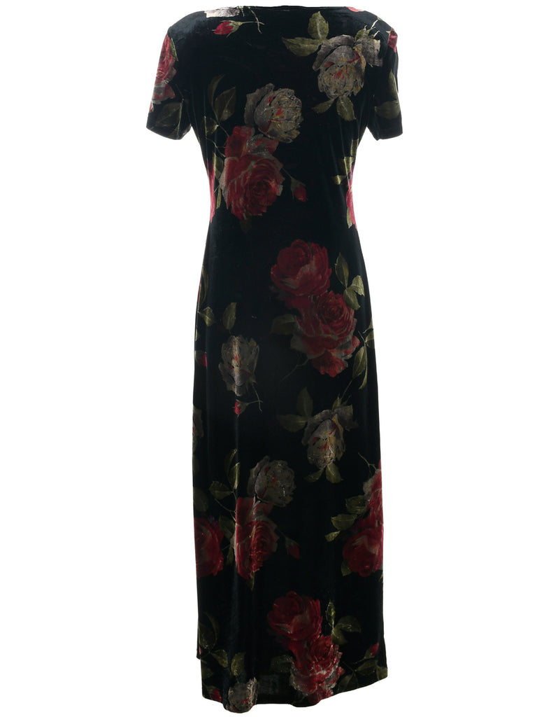 Floral Print Evening Dress - M