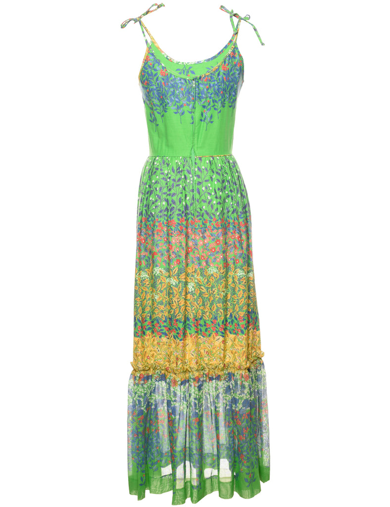 Floral Print Multi-Colour 1970s Maxi Dress - XS