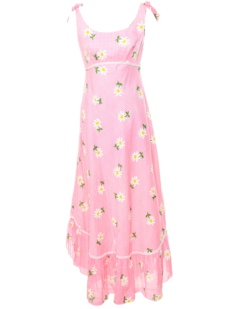 Floral Print Pale Pink Maxi Summer Dress - S