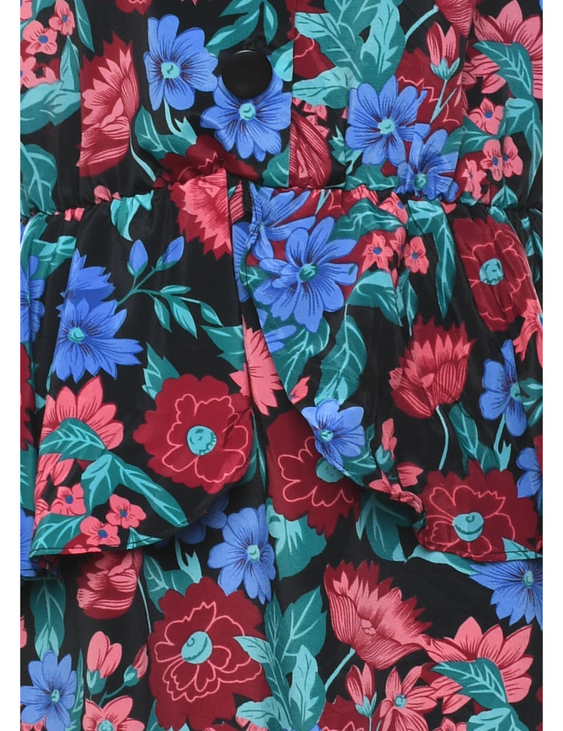 Floral Print Peplum Dress - M