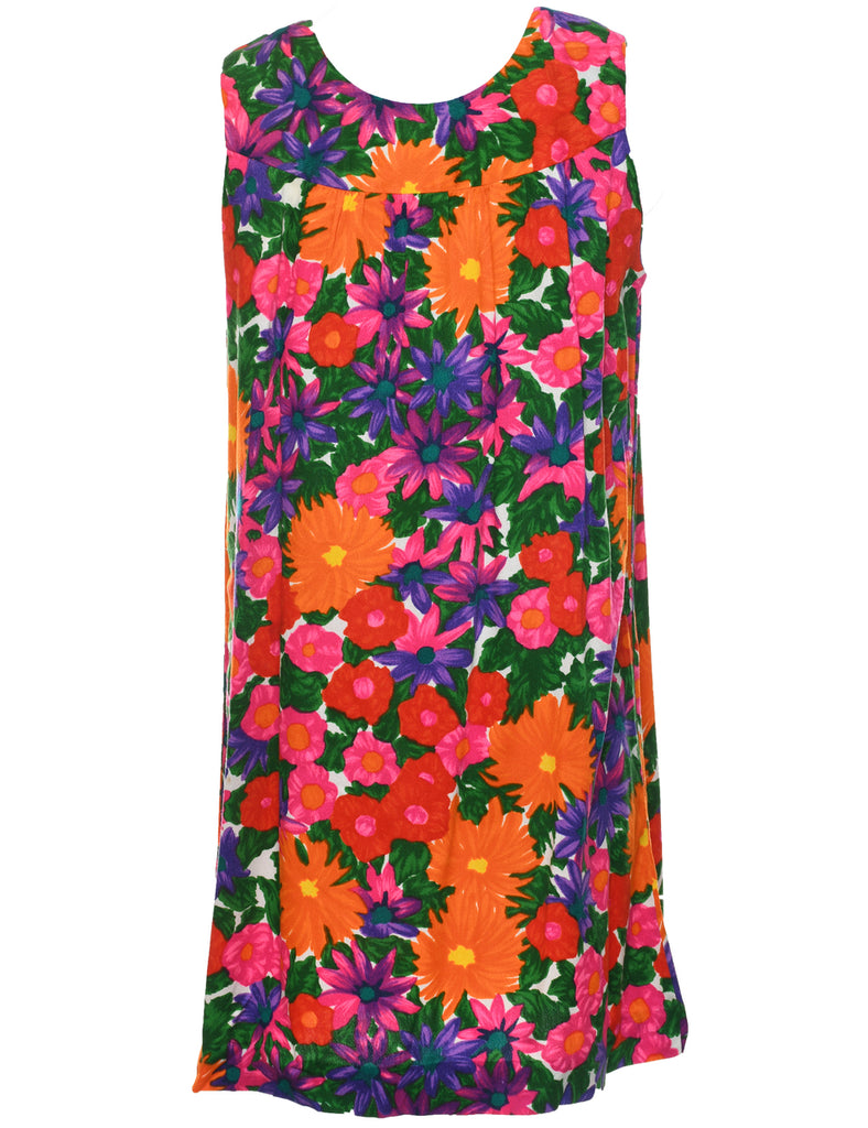 Floral Print Shift Dress - L