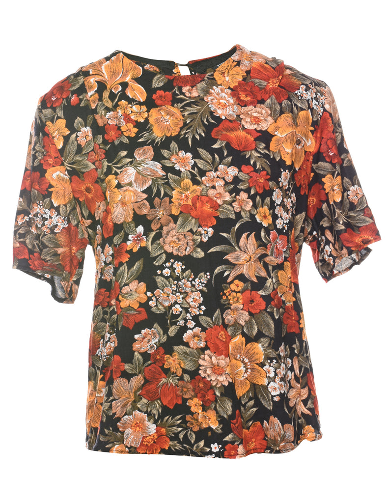 Floral Printed Multi-Colour Top - M