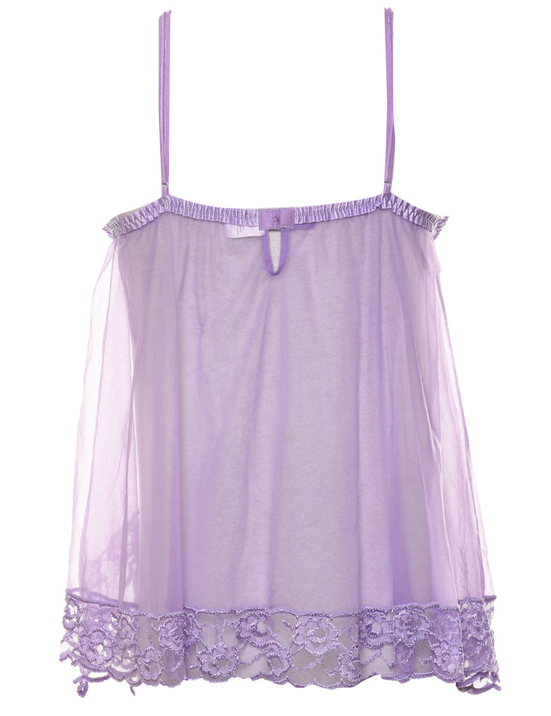 Fredricks of Hollywood Sheer Lilac Lace Trim Babydoll - S