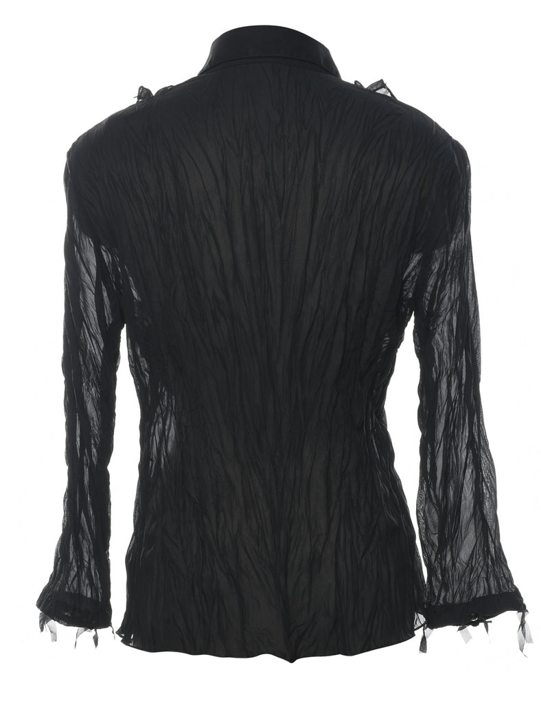 Frilly Black Evening Shirt - L