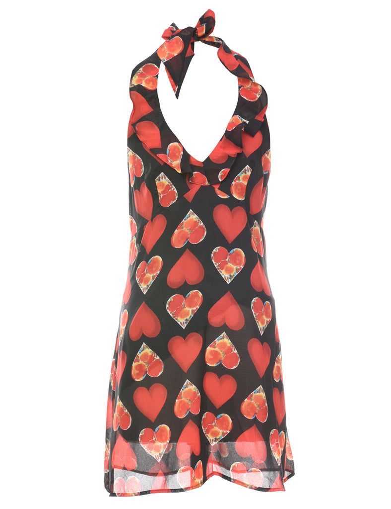 Frilly Printed Halter Dress - S